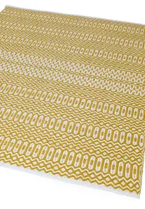 Gold Outdoor Rug, Geometric Stain-Resistant Rug For Patio Decks Garden Balcony, 2mm Modern Outdoor Rug-120cm X 170cm