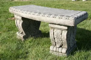 Superb Classic Stone Cast Garden Bench