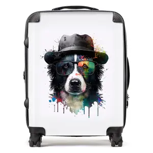 Border Collie Dog Splashart Suitcase - Large