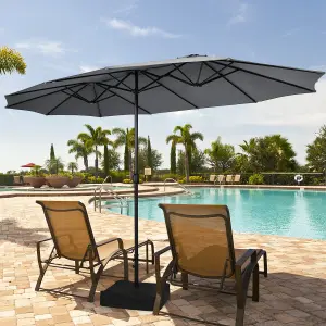 Costway 4.5M Double-Sided Patio Umbrella Extra-Large Market Umbrella w/ Base