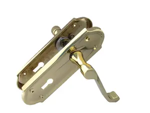 Ashford Door Handle Key Lock Scroll Lever - Polished Brass