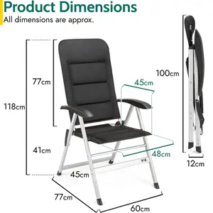 Reclining Camping Chair Folding Aluminium Garden Recliner Luxury Padded Trail