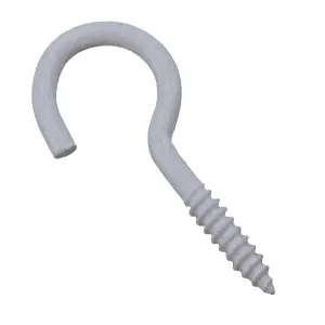 Screw Hook Fasteners Hangers White Plastic Finish 14mm Dia 40mm length 20pc