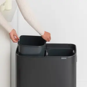 Brabantia Bo 30 Litre + 30 Litre Touch Bin with Two Inner Buckets Matt Black / 60