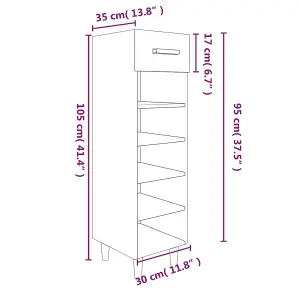 Shoe Cabinet Brown Oak 30x35x105 cm Engineered Wood