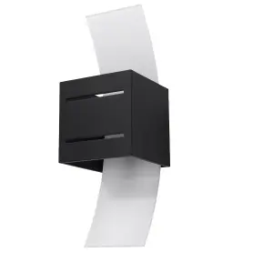 Loreto Aluminium & Glass Black 1 Light Classic Wall Light