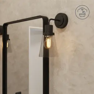 GoodHome Bobwhite Matt Black Wired Bathroom wall light