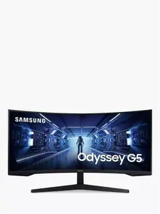 Samsung Odyssey G5 LC34G55TWWPXXU Ultra Wide Quad HD Curved Gaming Monitor, 34", Black