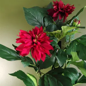 Artificial Dhalia Flowering Plant Red