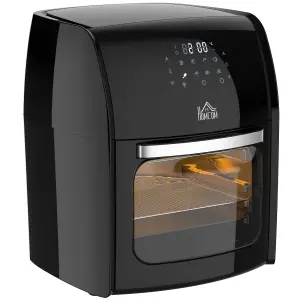 HOMCOM 12L 8 in 1 Digital Air Fryer Oven with Air Fry, Roast, Broil, Bake, Dehydrate, 8 Preset Modes, 1800W, Black