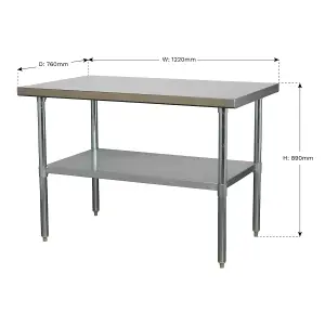 Sealey Stainless Steel Workbench 1.2 Meters Steel Frame 145kg Capacity AP1248SS