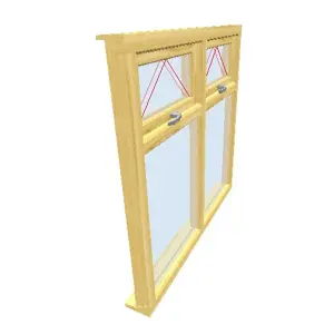 1195mm (W) x 1045mm (H) Wooden Stormproof Window - 2 Top Opening Windows -Toughened Safety Glass