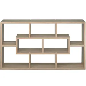 Floating Shelf Cassandra - retro style, 8 compartments, invisible installation, 85 x 48 x 16 cm - Wood light, oak Sonoma