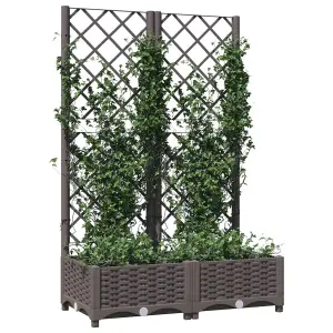 Berkfield Garden Planter with Trellis Brown 80x40x121.5 cm PP