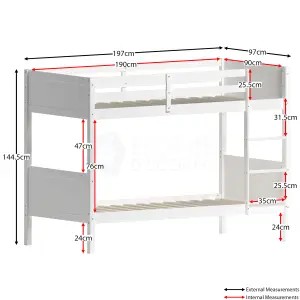 Junior Vida Gemini White Detachable Bunk Bed