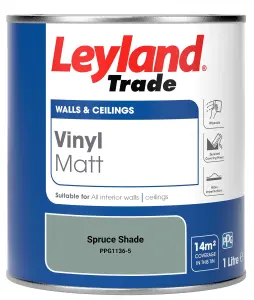 Leyland Trade Vinyl Matt Walls & Ceilings Emulsion Paint Spruce Shade (PPG1136-5) 1L