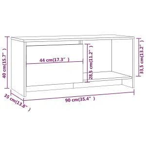 Berkfield TV Cabinet Smoked Oak 90x35x40 cm Engineered Wood