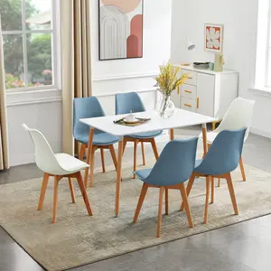 Nero Upholstered Dining Chair (Set of 6) Light Blue/White