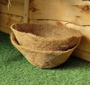 2 x Natural Coco Hanging Basket Liner Cupped Shaped Coco Liner for a 10 Inch Basket