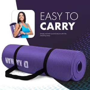 KAYMAN Yoga Mat Purple - 183cm x 60cm - Multi-Purpose Extra Thick Foam Exercise Mats