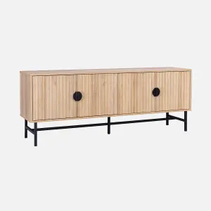 sweeek. 157.5cm TV stand with storage Bazalt Light wood 157.5x39x60 cm