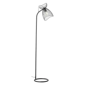 First Choice Lighting Diablo Black Cage Design Floor Reading Lamp