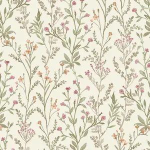 Grandeco Boutique Sprig Leaf PVC-free Eco Wallpaper, Neutral