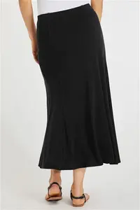 Bonmarche Black Elasticated Panelled Skirt, Size: 14