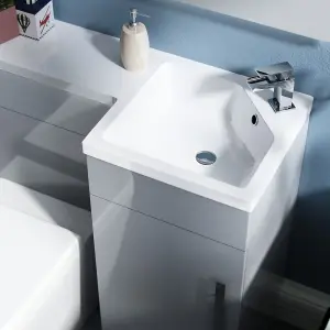 Nes Home Right Hand 900mm Flat Pack Vanity Basin Unit, WC Unit & Ellis UF Back to Wall Toilet Grey