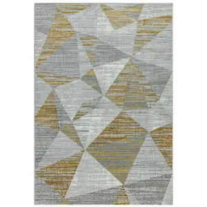 Yellow Chequered Geometric Modern Easy to clean Rug for Bed Room Living Room and Dining Room-120cm X 170cm