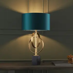 Luminosa Trento Table Lamp Antique Gold Leaf & Teal Satin Fabric