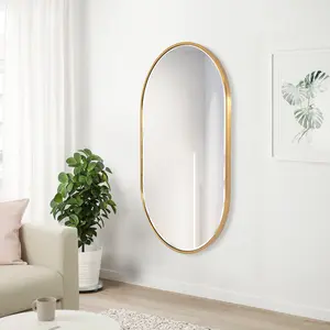 Chaya Metal Flat Wall Mirror SATIN BRASS/bevel edge / 152cm H x 56cm W