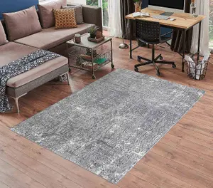 Serenity Modern Abstract Lines Contemporary Area Rugs Grey 80x150 cm