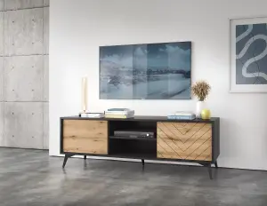 Diamond TV Stand 154cm in Black and Oak