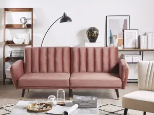 Beliani Glam Sofa Bed VIMMERBY Pink Velvet