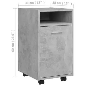 Berkfield Side Cabinet with Wheels Concrete Grey 33x38x60 cm Engineered Wood