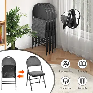 Costway Set of 6 Folding Fabric Chair Padded Kitchen Dining Seat Portable Guest Chair