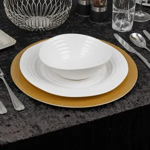 URBNLIVING 33cm Christmas Dinner Charger Plates Metallic Set Of 6 Gold Placemats Dining Table Setting Party Decor