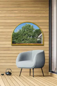 MirrorOutlet - The Arcus - Gold Metal Framed Arched Garden Wall Mirror 49" x 35" (125 x 90cm)