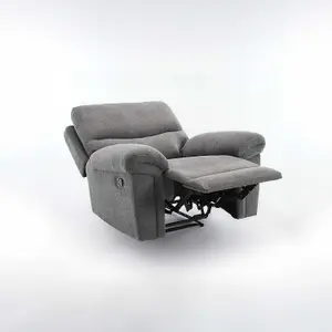 Fosse 1 + 2  Seater Manual Recliner Fabric Modern Living Sofa Dark Grey