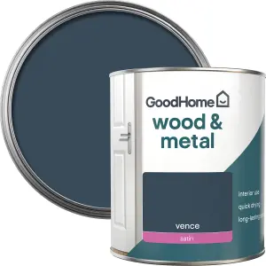 GoodHome Vence Satin Metal & wood paint, 750ml