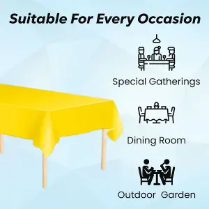 Yellow Plastic Table Cover, Disposable Wipe Clean Waterproof Tablecloth - 54"x108"