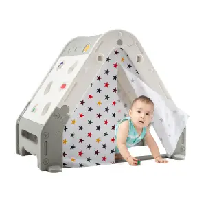 Costway 6 in 1 Children Kids Playhouse w/ Tent Climbing Wall & White Board