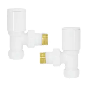 Right Radiators Radiator Valve 15mm Manual Angled Valves One Pair White