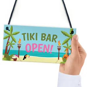 Red Ocean Welcome Tiki Bar Signs Novelty Bar Decor Gifts Hanging Signs For Home Bar Garden Bar Gifts