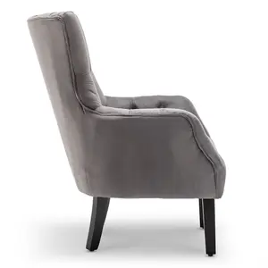 Velvet Light Grey Gabriella Accent Chair