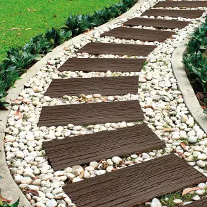 Brown Stepping Stone Steps Rail Road Sleepers Eco Friendly Durable Recycled Rubber Tyre (12)