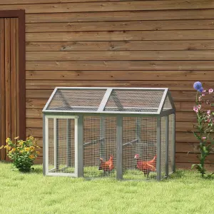 PawHut Chicken Run, Wooden Chicken Coop w/ Combinable Design - Grey