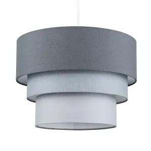 ValueLights Aztec Grey Ceiling Pendant Shade and B22 GLS LED 10W Warm White 3000K Bulb