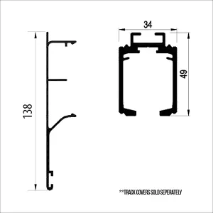 DecorAndDecor Top Hung Sliding Door Gear Kit - 120Kg Max Door Weight - 1500mm Track - One Way Soft Close